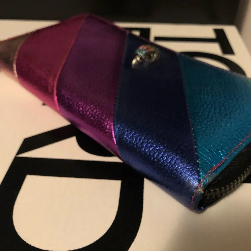 Auth Rainbow 🌈 Kurt Geiger Metallic Leather Large Wallet - Picture 7 of 13